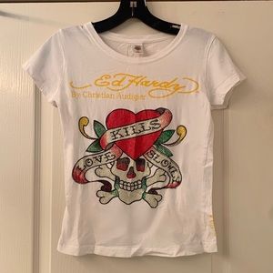 EdHardy Women’s Love Kills Slowly White Tee Shirt